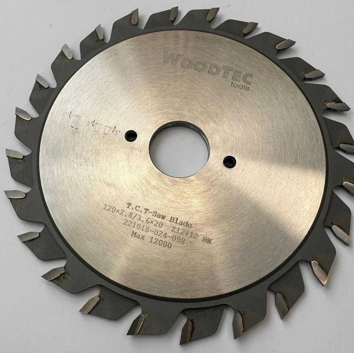 Пильный диск составной WoodTec для форматно-раскроечных станков Ø120 х 20 х 2,8-3,6 Z = 12 + 12 Пильный диск составной WoodTec для форматно-раскроечных станков Ø120 х 20 х 2,8-3,6 Z = 12 + 12